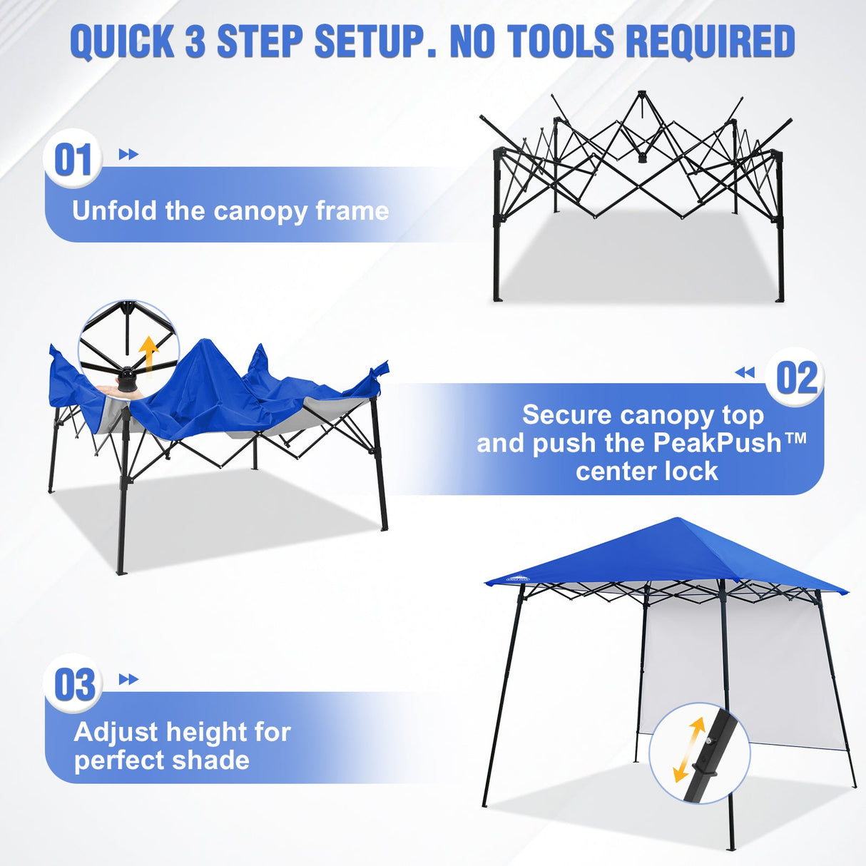 8x8 Pop Up Canopy Tent with Extended Eaves & Sidewall - Eagle Peak®