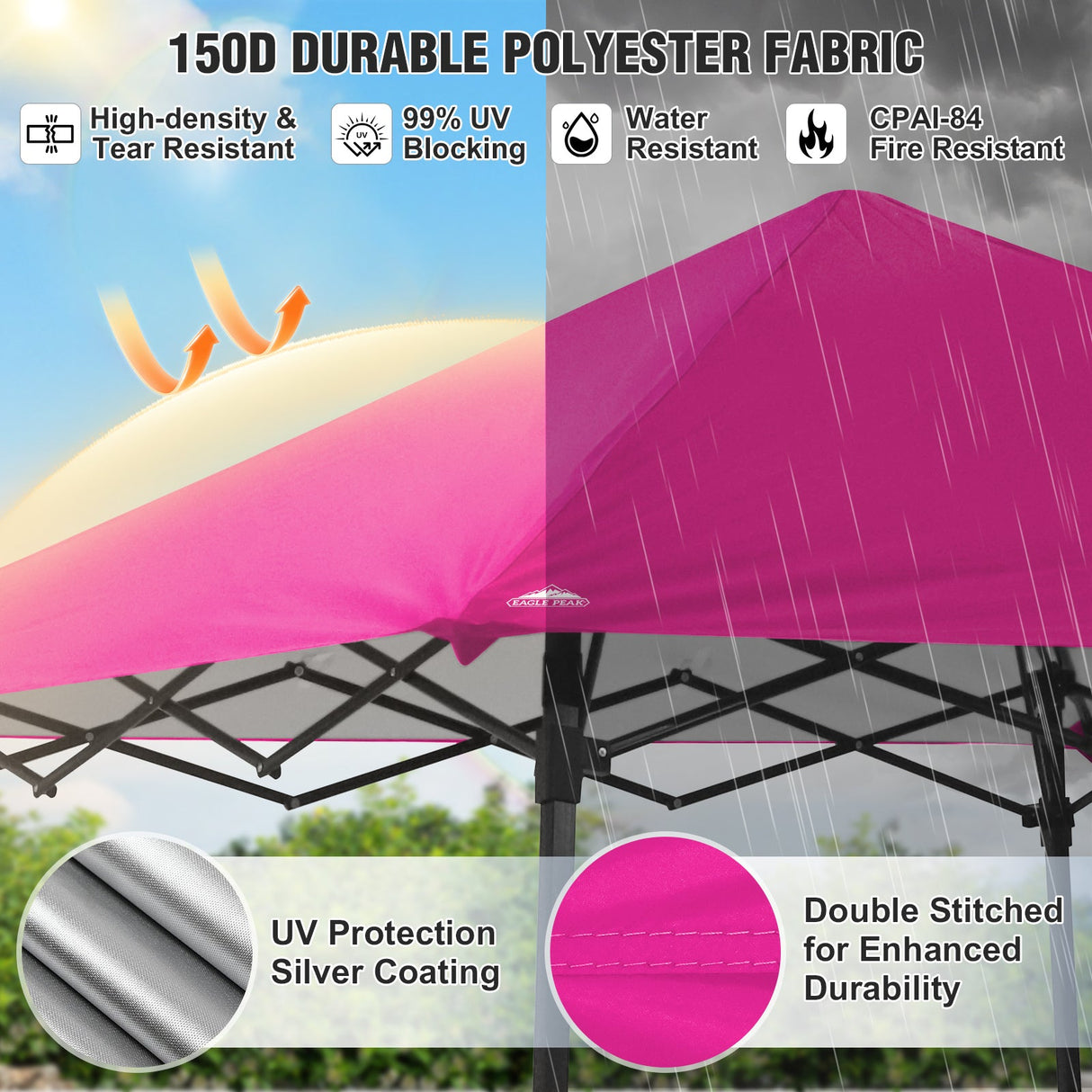 8x8 Pop Up Canopy Tent with Extended Eaves & Sidewall - Eagle Peak Custom Canopy Tent