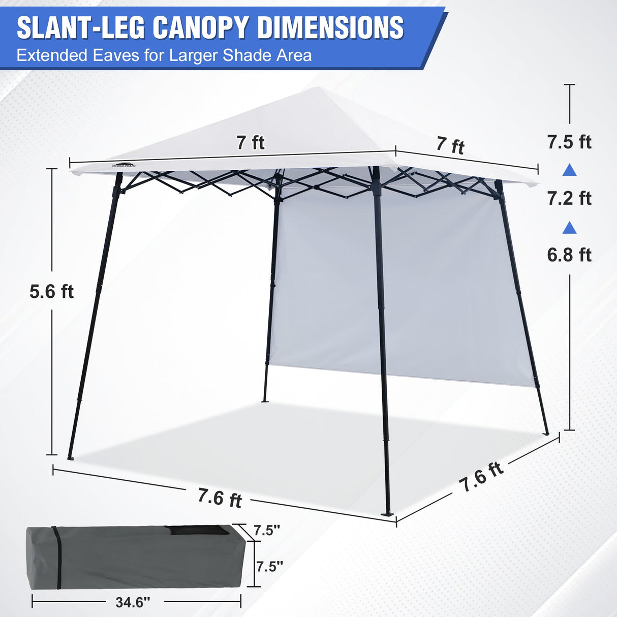 8x8 Pop Up Canopy Tent with Extended Eaves & Sidewall - Eagle Peak Custom Canopy Tent