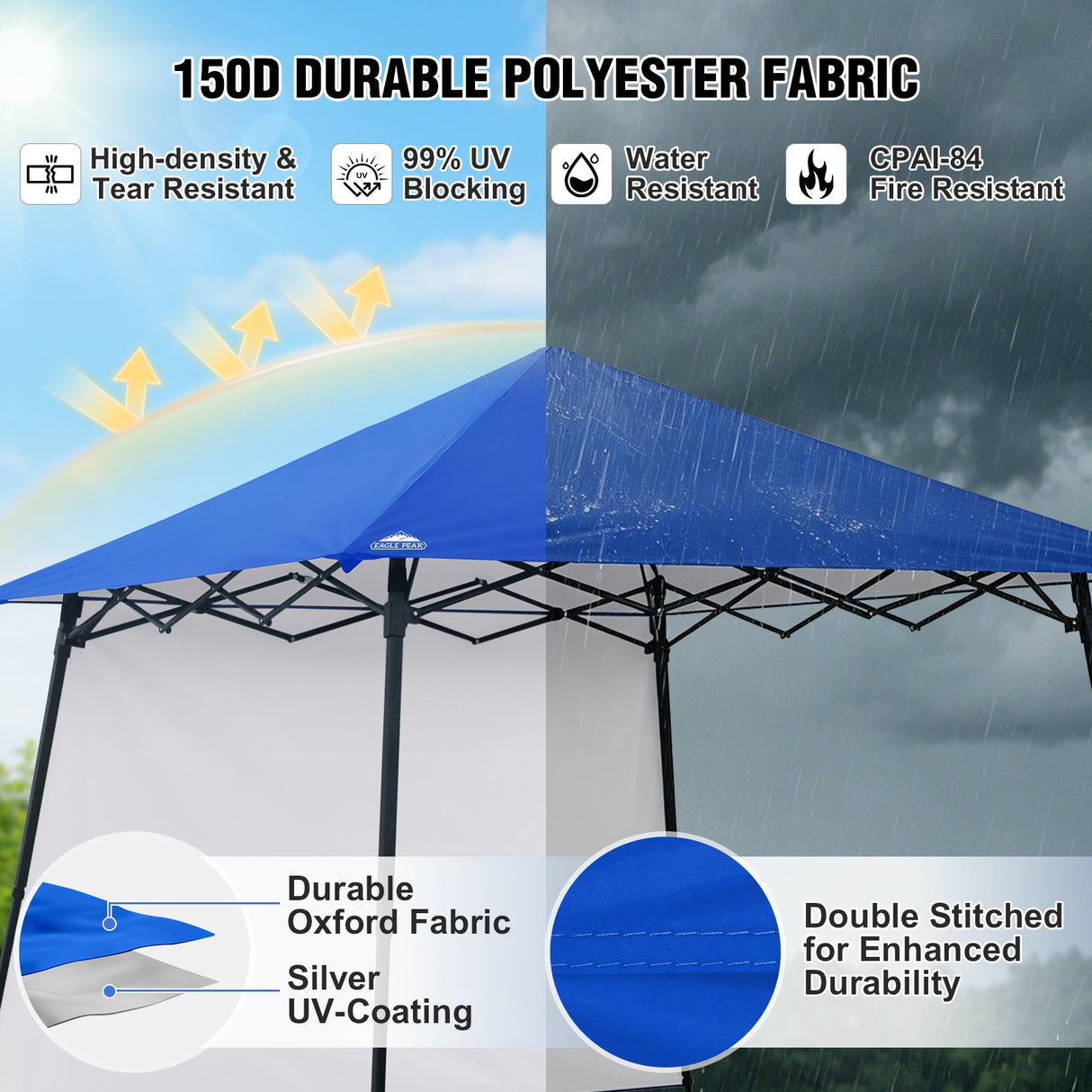 8x8 Pop Up Canopy Tent with Extended Eaves & Sidewall - Eagle Peak®