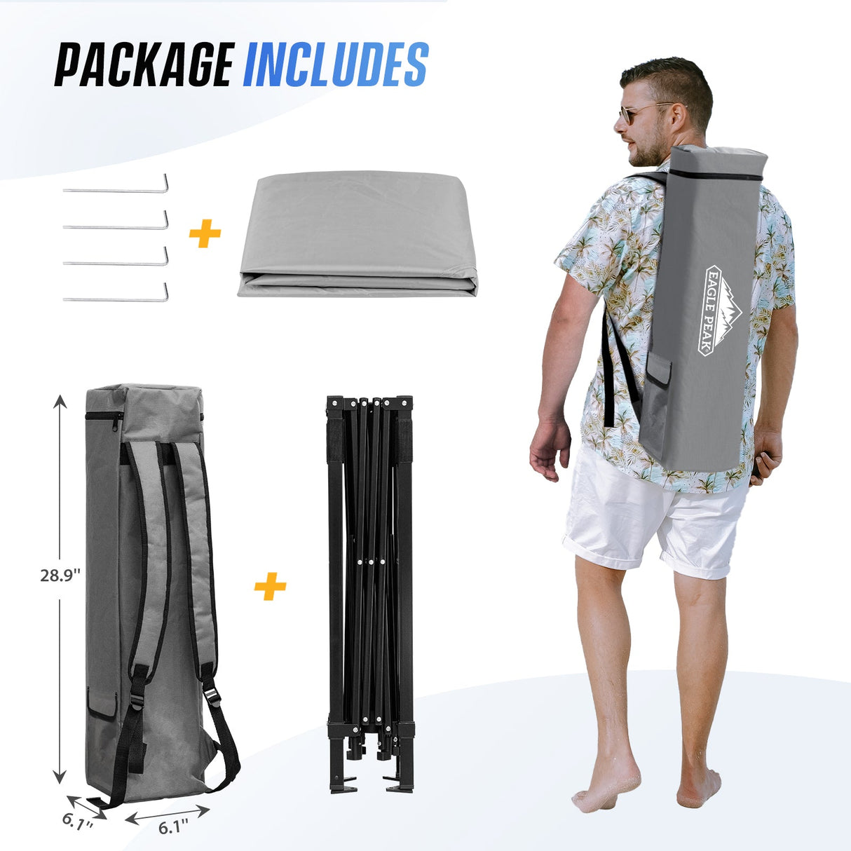 8x8 Pop Up Canopy Tent with Sidewall,8x8 Base 6x6 Top - Eagle Peak