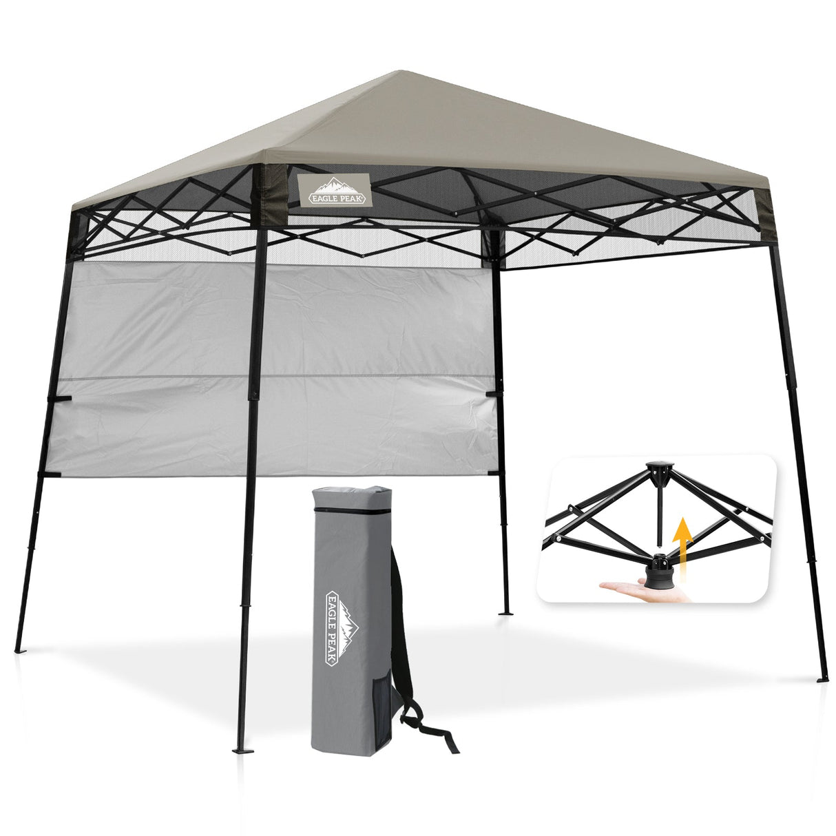 8x8 Pop Up Canopy Tent with Sidewall,8x8 Base 6x6 Top - Eagle Peak Custom Canopy Tent