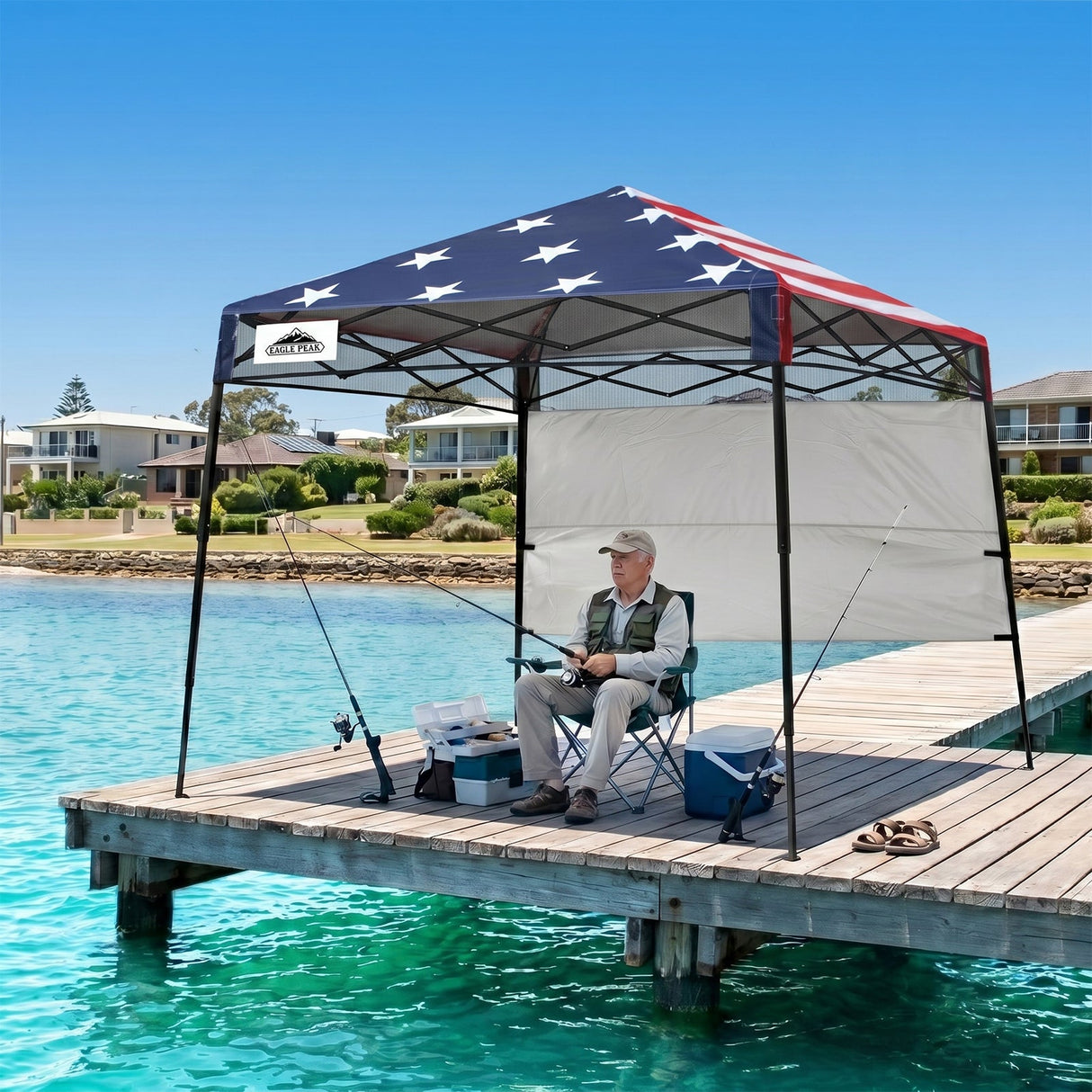 8x8 Pop Up Canopy Tent with Sidewall,8x8 Base 6x6 Top - Eagle Peak