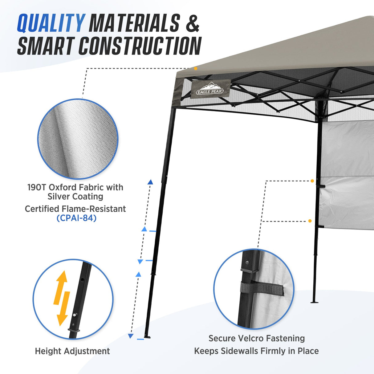 8x8 Pop Up Canopy Tent with Sidewall,8x8 Base 6x6 Top - Eagle Peak Custom Canopy Tent