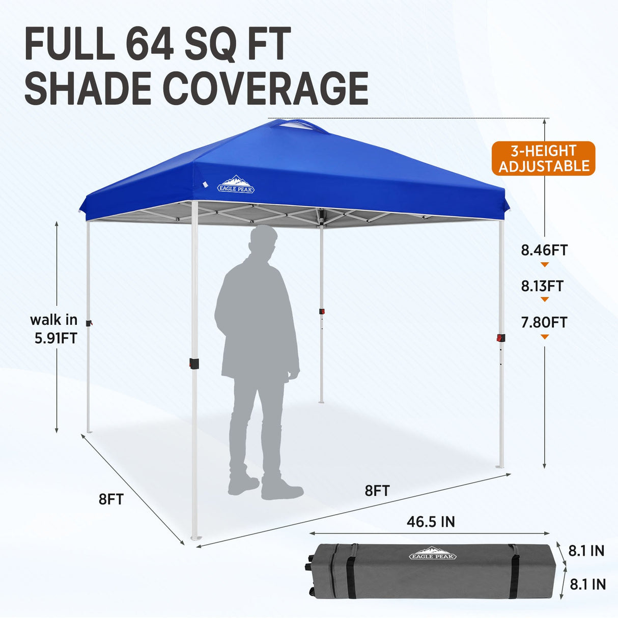 8x8 Pop Up Straight Leg Canopy - Eagle Peak