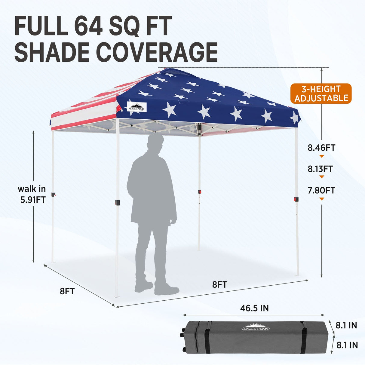 8x8 Pop Up Straight Leg Canopy - Eagle Peak