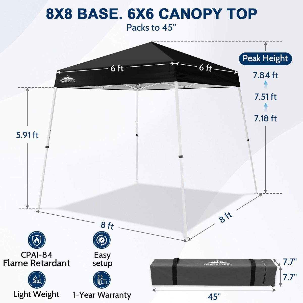 8x8 Slant Leg Pop Up Canopy Tent - Eagle Peak®