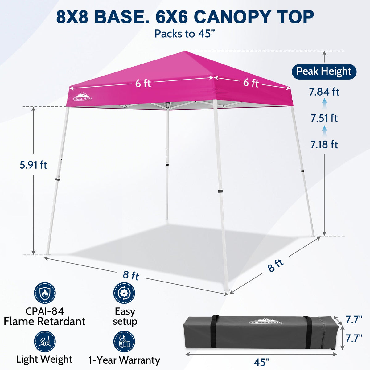 8x8 Slant Leg Pop Up Canopy Tent - Eagle Peak®