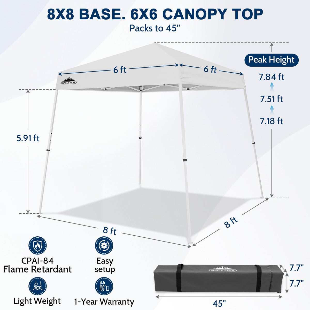 8x8 Slant Leg Pop Up Canopy Tent - Eagle Peak®