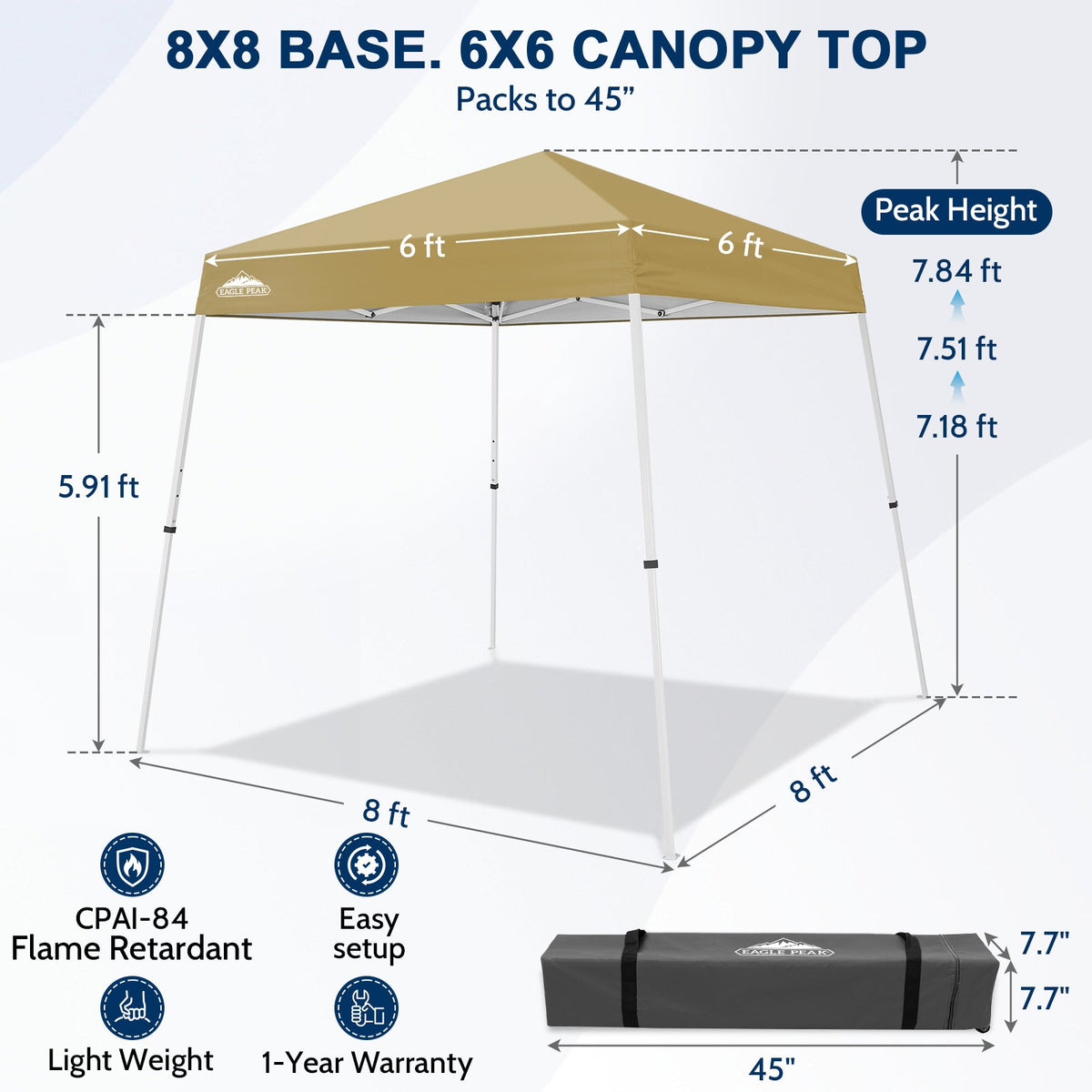 8x8 Slant Leg Pop Up Canopy Tent - Eagle Peak®