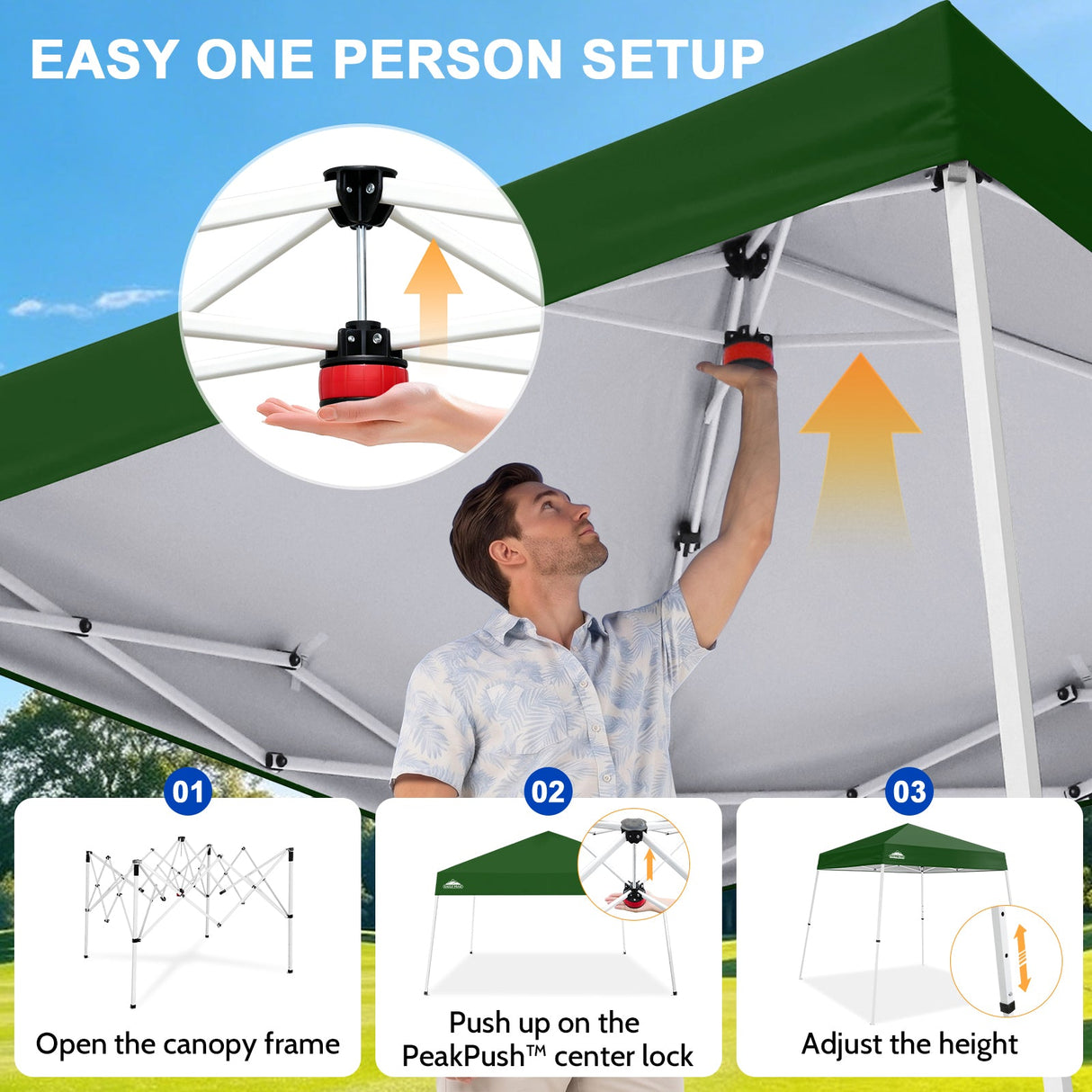 8x8 Slant Leg Pop-up Canopy Tent, Shelter 8x8 Base 6x6 Top - Eagle Peak®