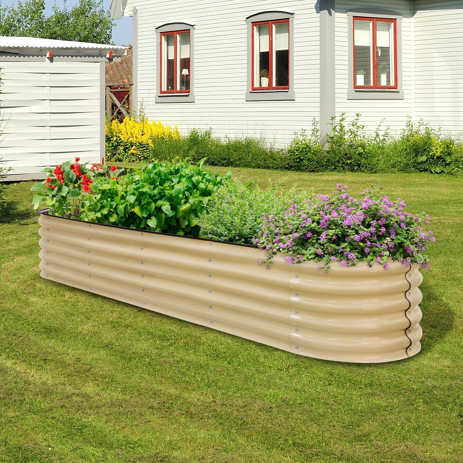 9 in 1 Modular 17in Customizable Elevated Raised Garden Bed, Olive