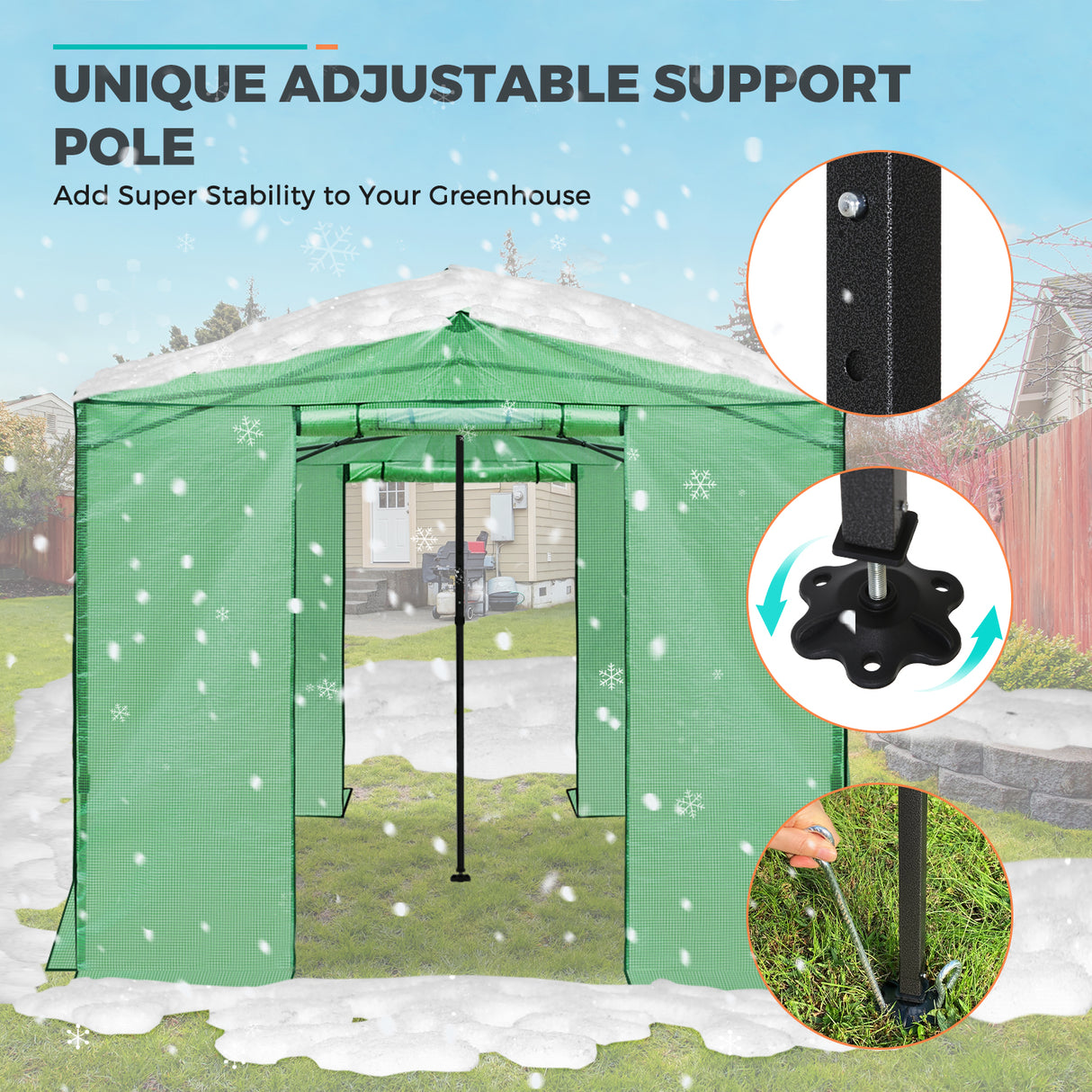 12x8 Portable Large Walk-in Pop Up Greenhouse