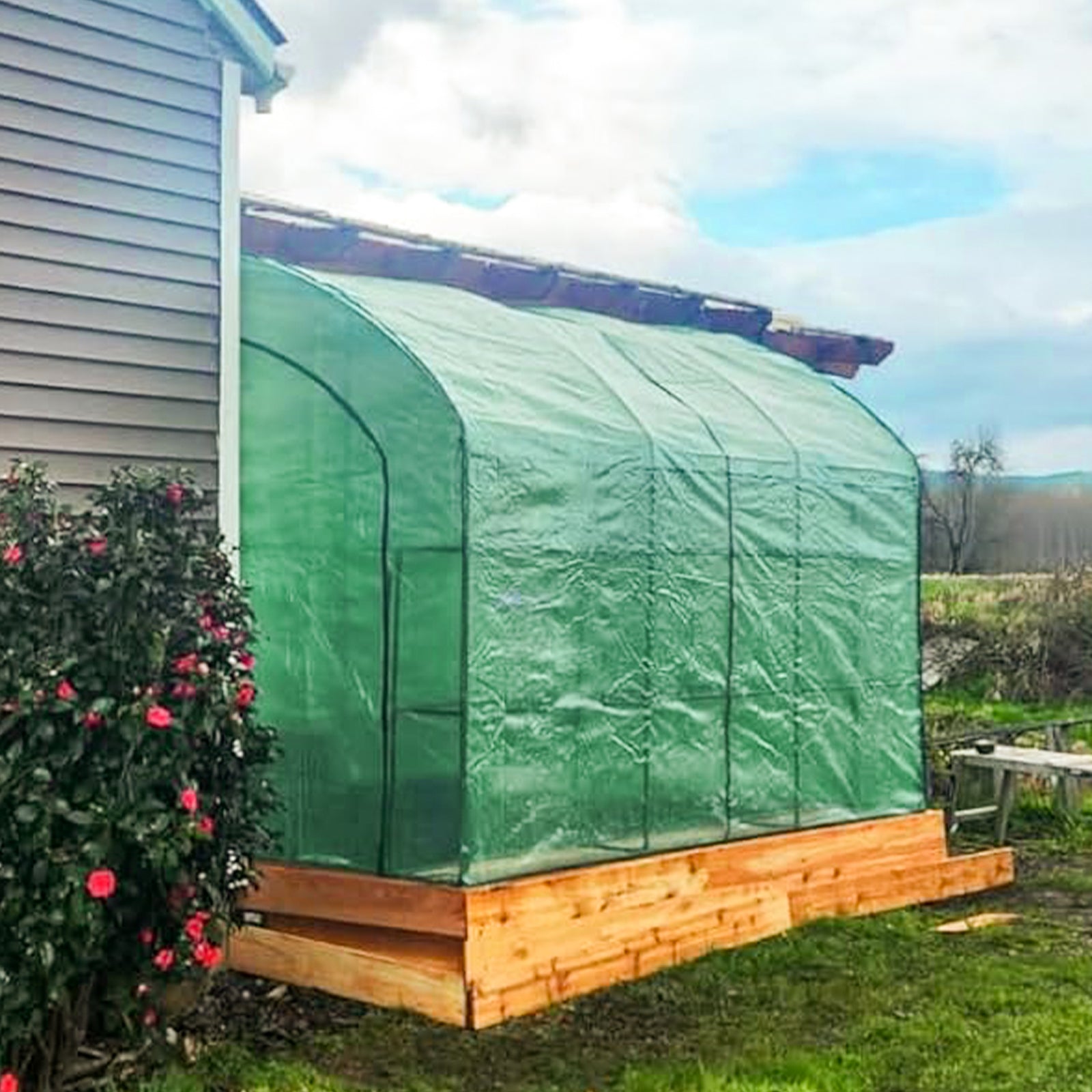 9.9x4.9x7.1 Outdoor Lean to Walk-in Greenhouse with Shelf – Eagle Peak