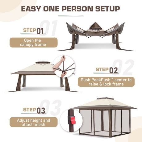 13x13 Pop Up Gazebo with Netting w/ 169 sqft of Shade