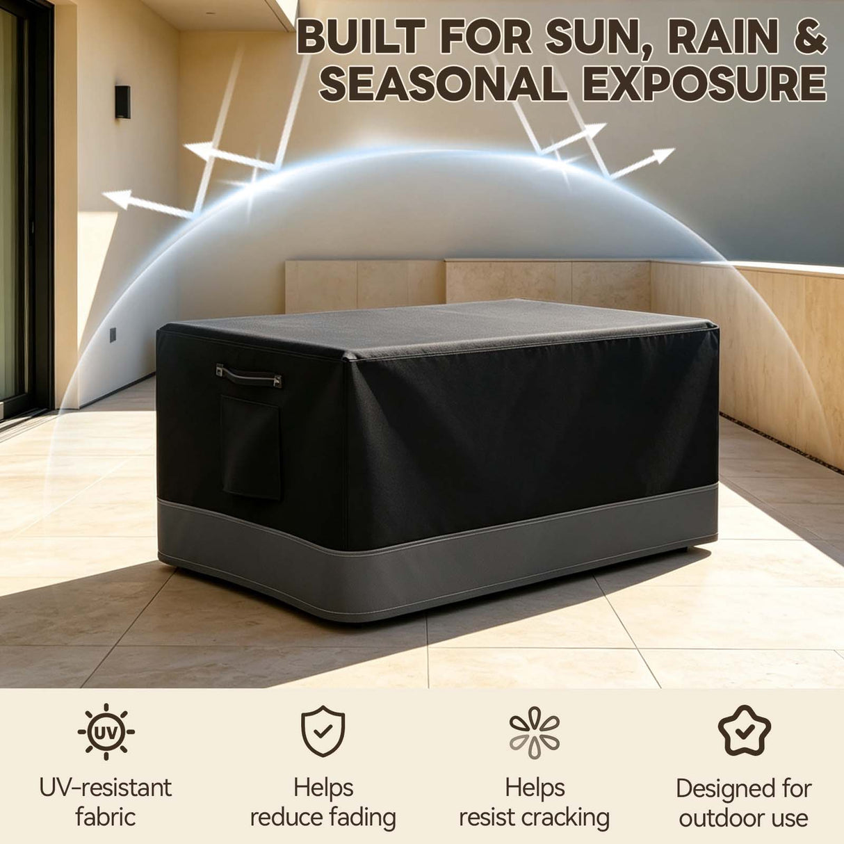 Patio Furniture Cover, Small Coffee Table 34.5''W×21''D×15.5''H