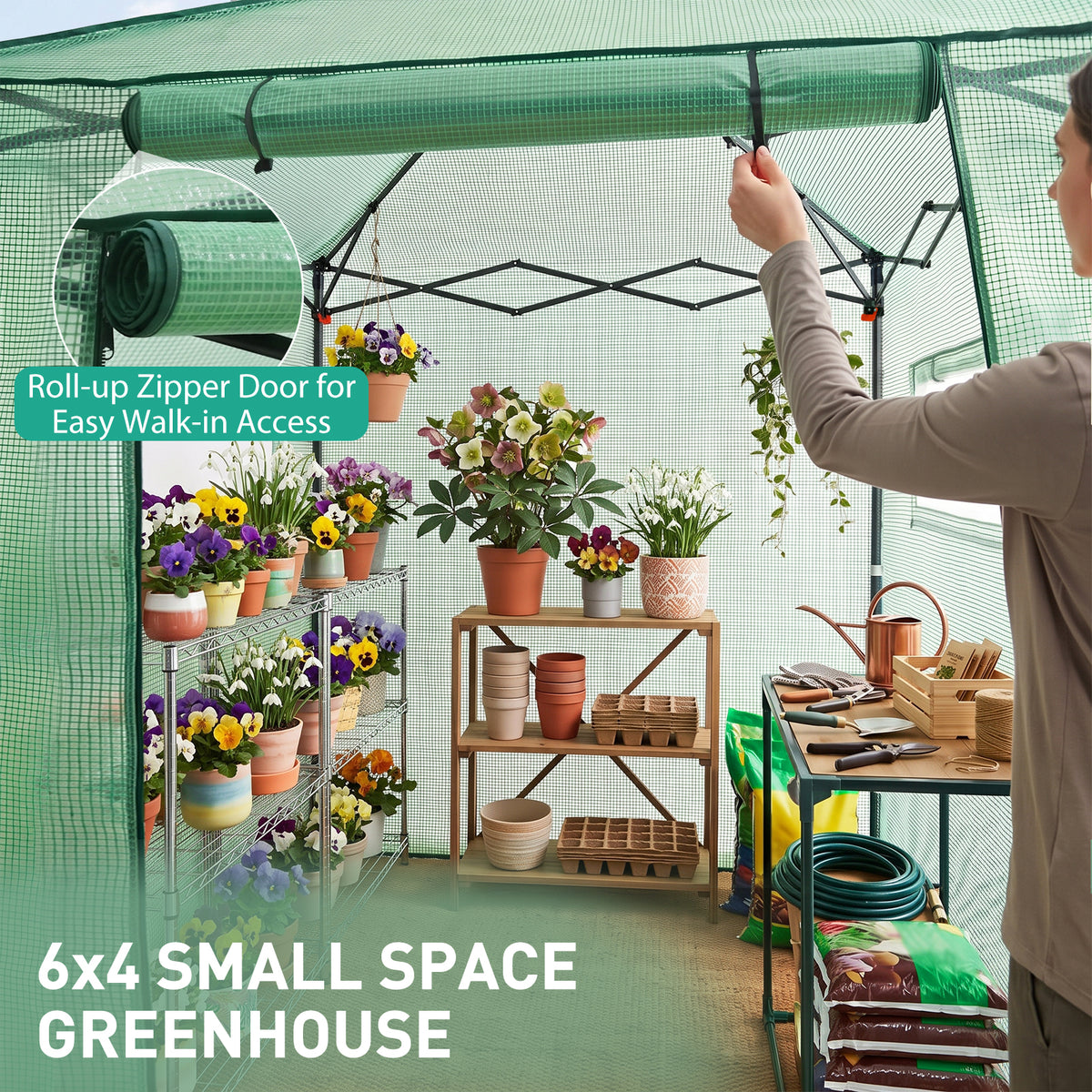 6x4 Easy Setup Small Pop Up Greenhouse