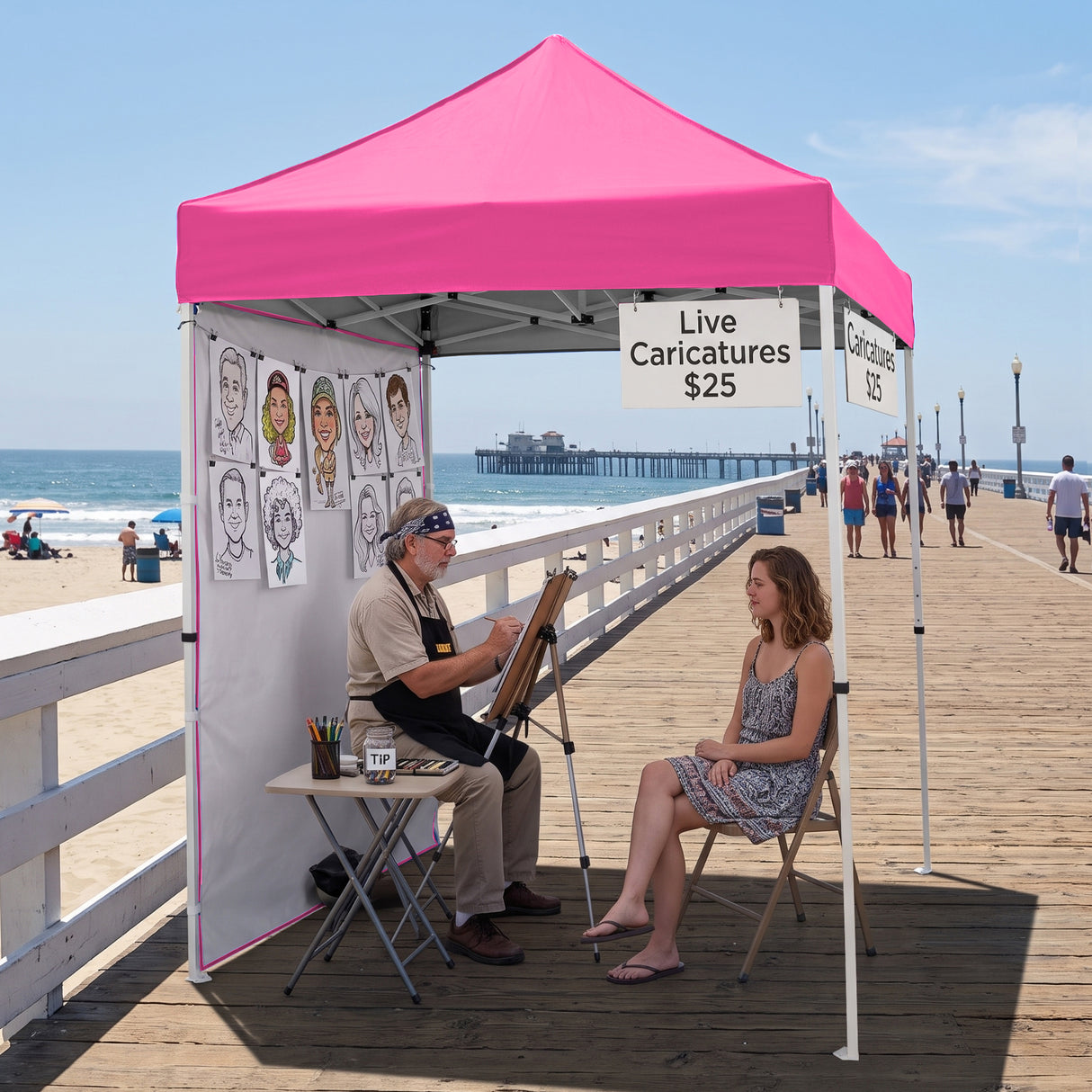 5x5 Straight Leg Pop Up Canopy Tent with One Removable Sunwall