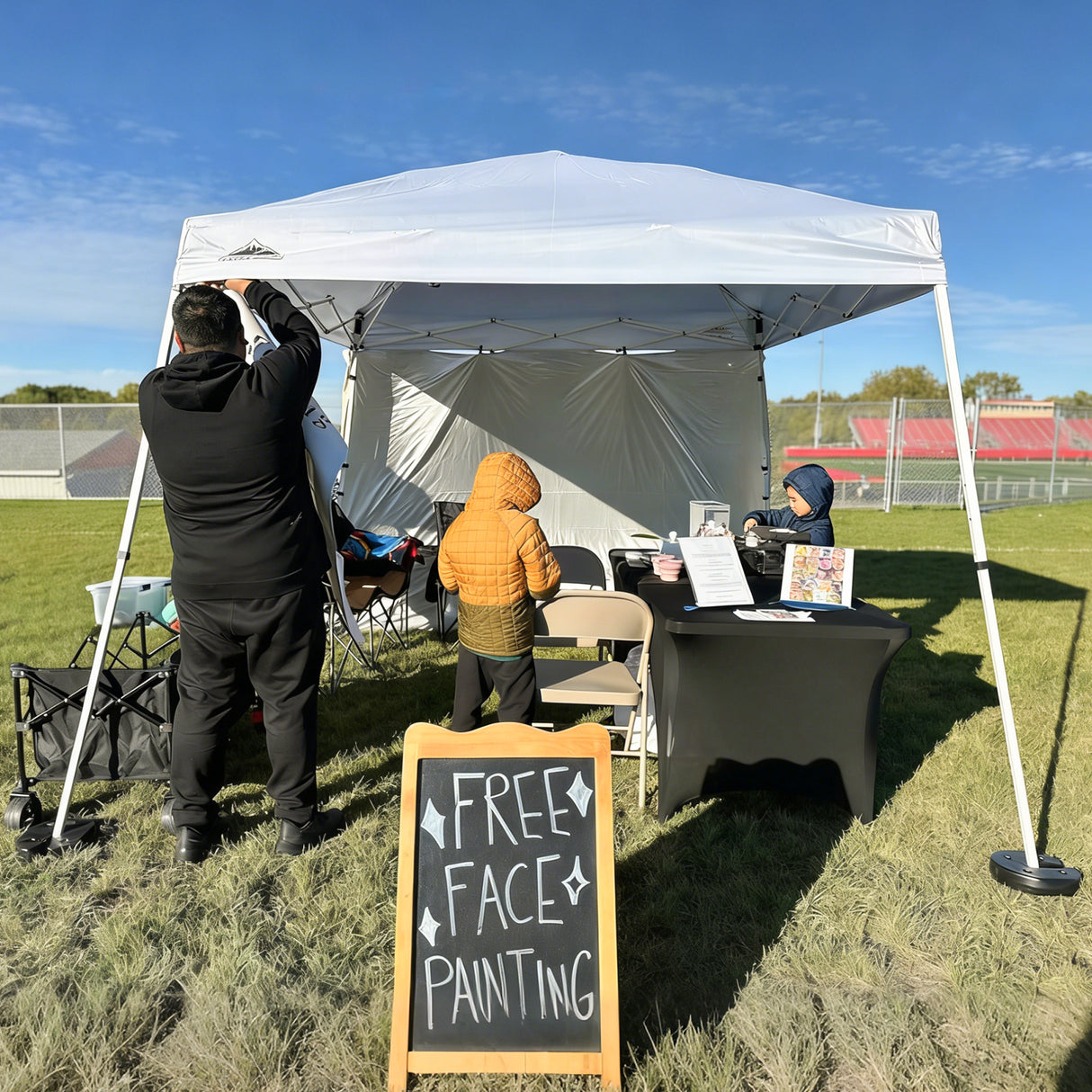 Slant Leg Pop up Canopy Tent, 10x10 Base 8x8 Top