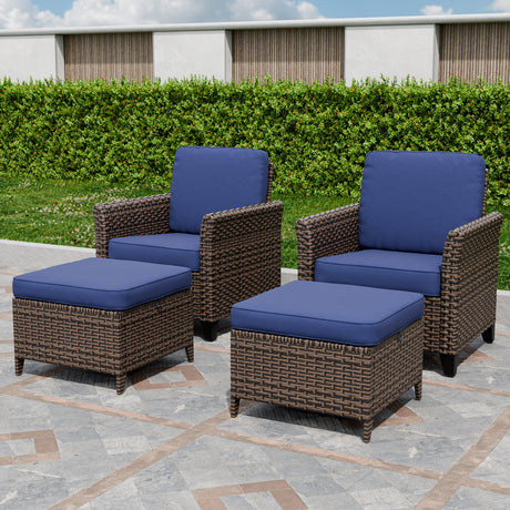Ocean Vista Wicker Outdoor Patio Seating Set w/ Patio Chairs, 4 Pieces
