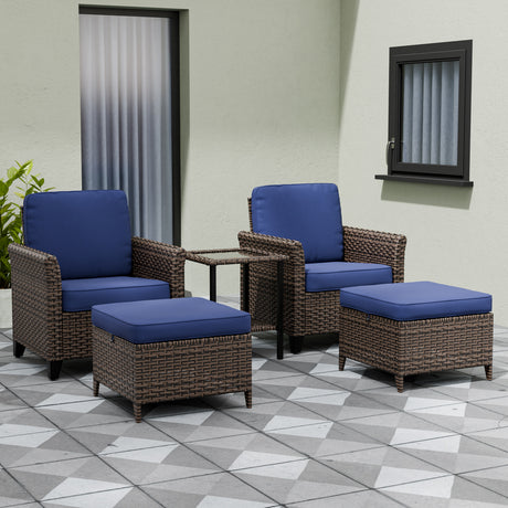 Ocean Vista Wicker Outdoor Patio Seating Set w/ Patio Chairs, 5 Pieces
