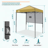 EAGLE PEAK Instant Pop Up Canopy with Adjustable Sun Wall 6x4 ft, Straight Lightweight Compact Portable Tent with Carry Bag