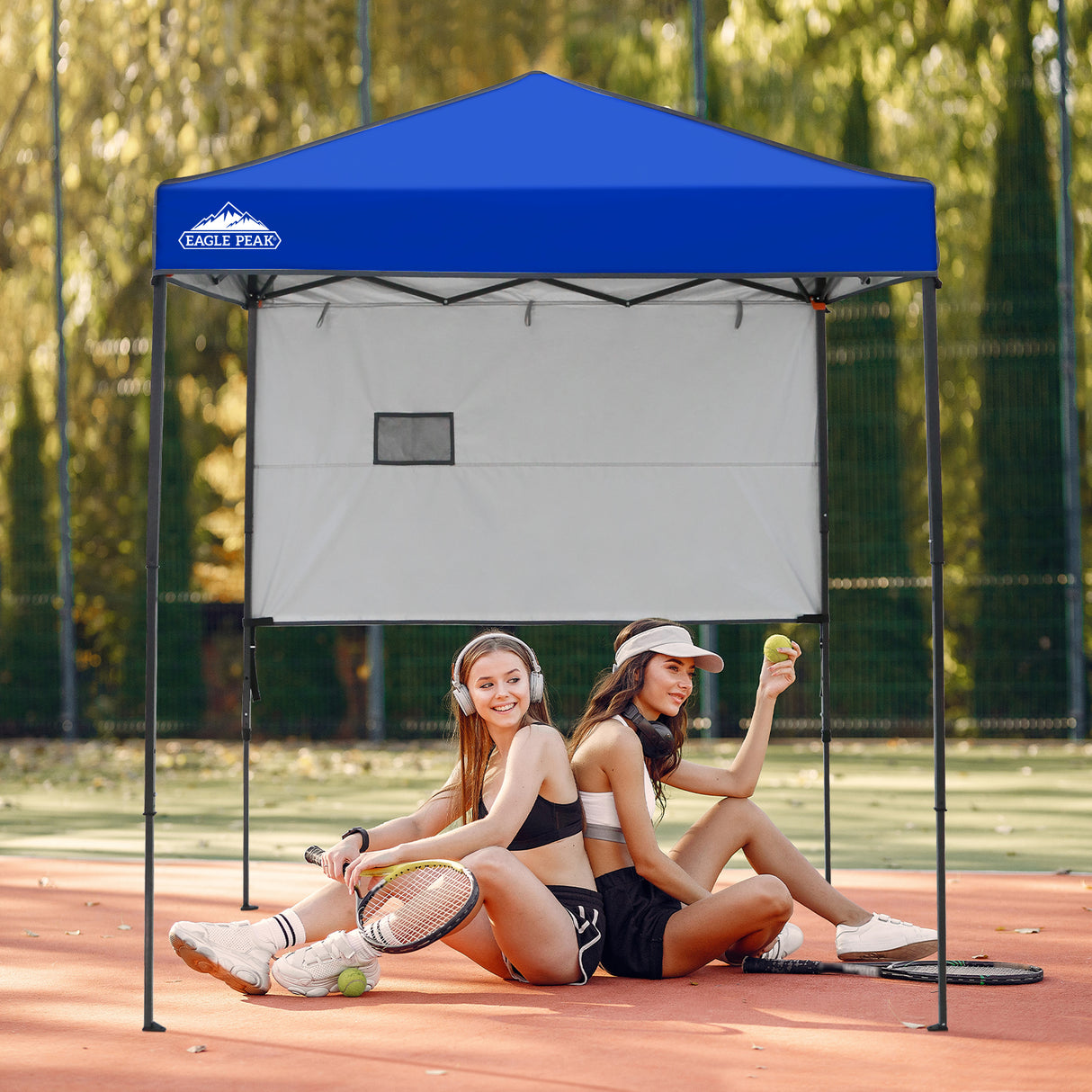 EAGLE PEAK Instant Pop Up Canopy with Adjustable Sun Wall 6x4 ft, Straight Lightweight Compact Portable Tent with Carry Bag