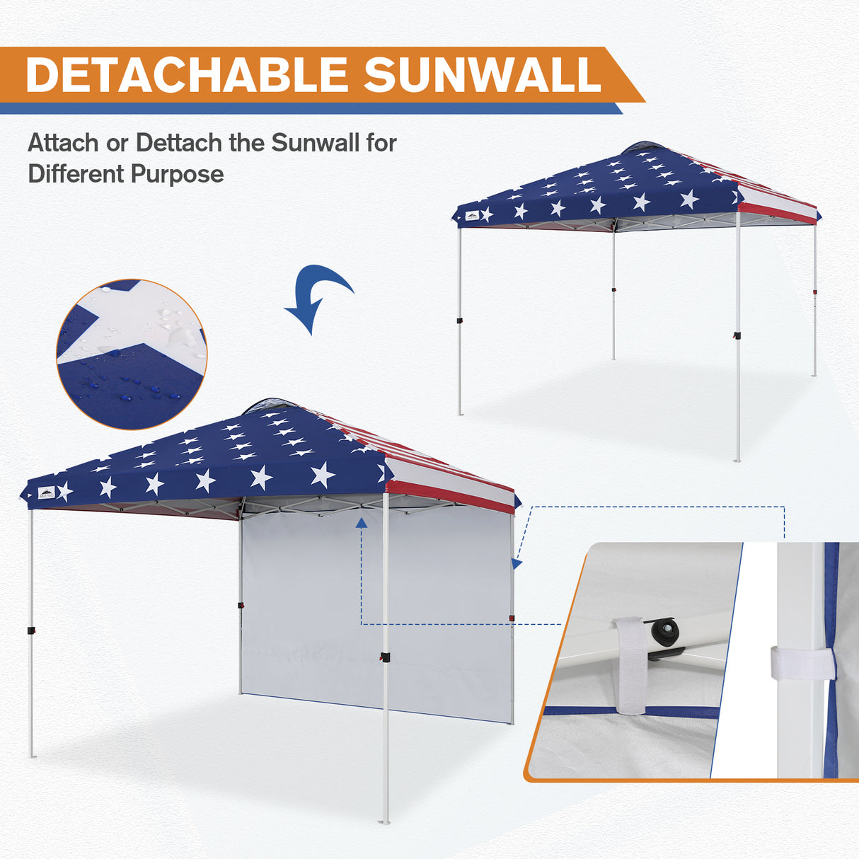 10x10 Commercial Pop up Canopy with 1 Sidewall