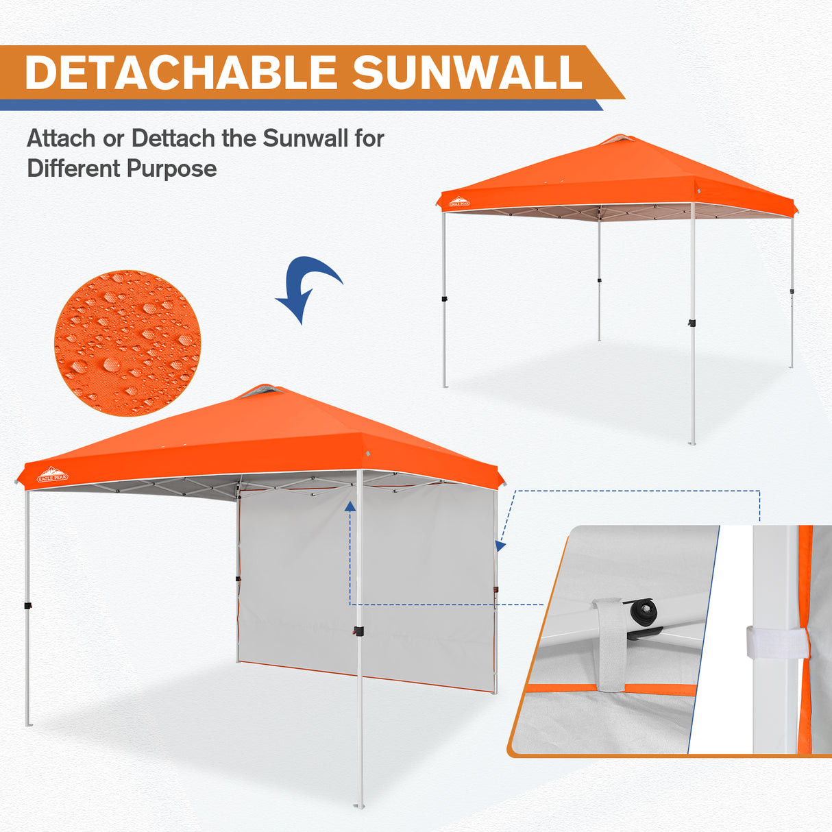 10x10 Commercial Pop up Canopy with 1 Sidewall