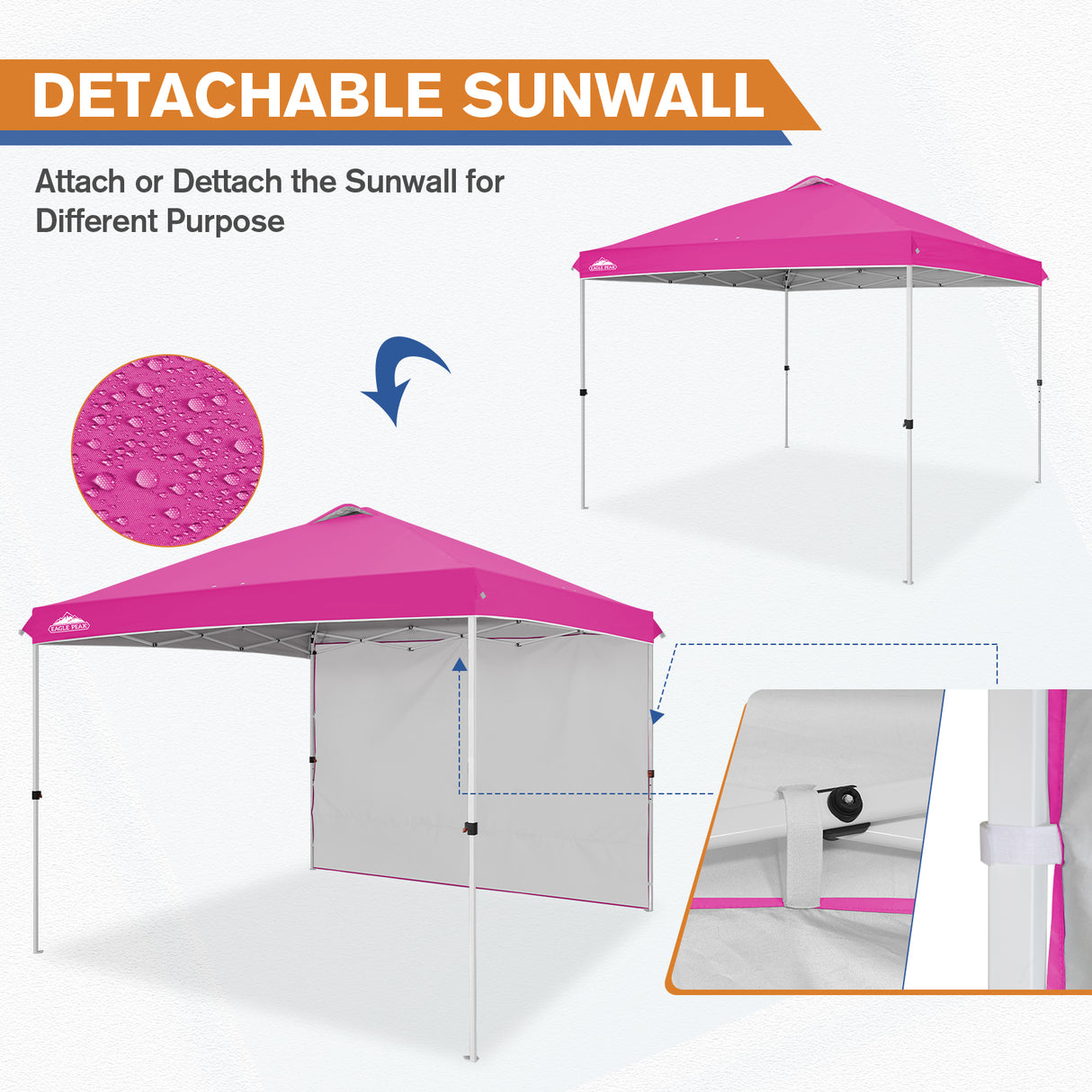 10x10 Commercial Pop up Canopy with 1 Sidewall