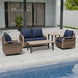 Modern Wicker Outdoor Patio Furniture Set,5 Pieces, 2 Swivel Rockers, 2-Seat Loveseat, Coffee Table and Side Table