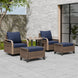 Modern Wicker 5 Piece Furniture Set w/ Swivel Rocking Chairs, Brown/Gray