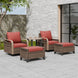 Modern Wicker 5 Piece Furniture Set w/ Swivel Rocking Chairs, Brown/Gray
