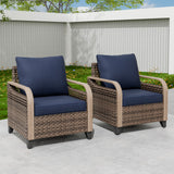 Modern Wicker Outdoor Chair, Patio Chair Curved Armrest, 2 Chairs, Brown/Gray