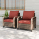 Modern Wicker Outdoor Chair, Patio Chair Curved Armrest, 2 Chairs, Brown/Gray