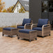 Modern Wicker Outdoor Chair,2 Chairs 2 Ottomans, 4 Pieces, Brown/Gray