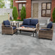 Modern Wicker Outdoor Patio Furniture Set,2 Patio Chairs, 2-Seat Loveseat, Coffee Table and Side Table, 5 Pieces, Brown/Gray