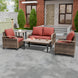 Modern Wicker Outdoor Patio Furniture Set,2 Patio Chairs, 2-Seat Loveseat, Coffee Table and Side Table, 5 Pieces, Brown/Gray