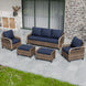 Modern Wicker Outdoor Patio Furniture Set,2 Patio Chairs, 3-Seat Loveseat and 2 Ottomans, 5 Pieces, Brown/Gray
