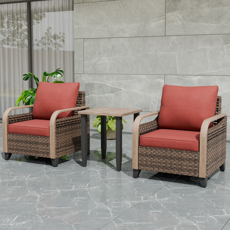 Modern Wicker Outdoor Table and Chairs Set of 3