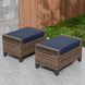 Modern Wicker Patio Ottoman Foot Rest, Brown/Gray