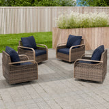 Modern Wicker Outdoor Glider Rocking Chair,4 Chairs, Brown/Gray