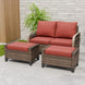 Modern Wicker Outdoor 3 Pieces Patio Furniture Set, 2-Seat Loveseat and 2 Ottoman
