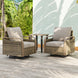 Modern Wicker Outdoor 3 Piece Wicker Swivel Rocking Chairs & Side Table, Brown/Gray