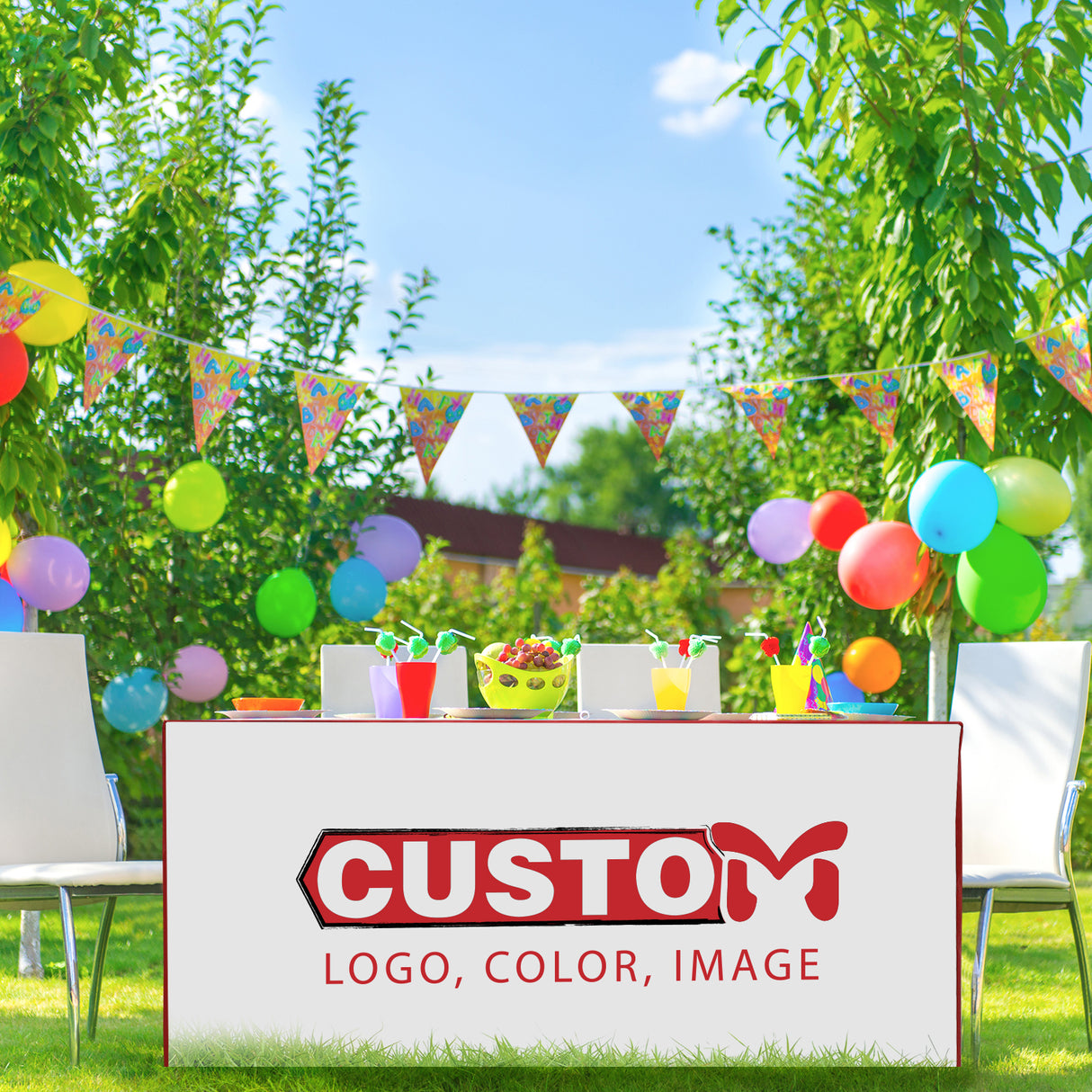 Fitted Table Cloth Cover with Your Business Logo and Design, 4/6/8ft