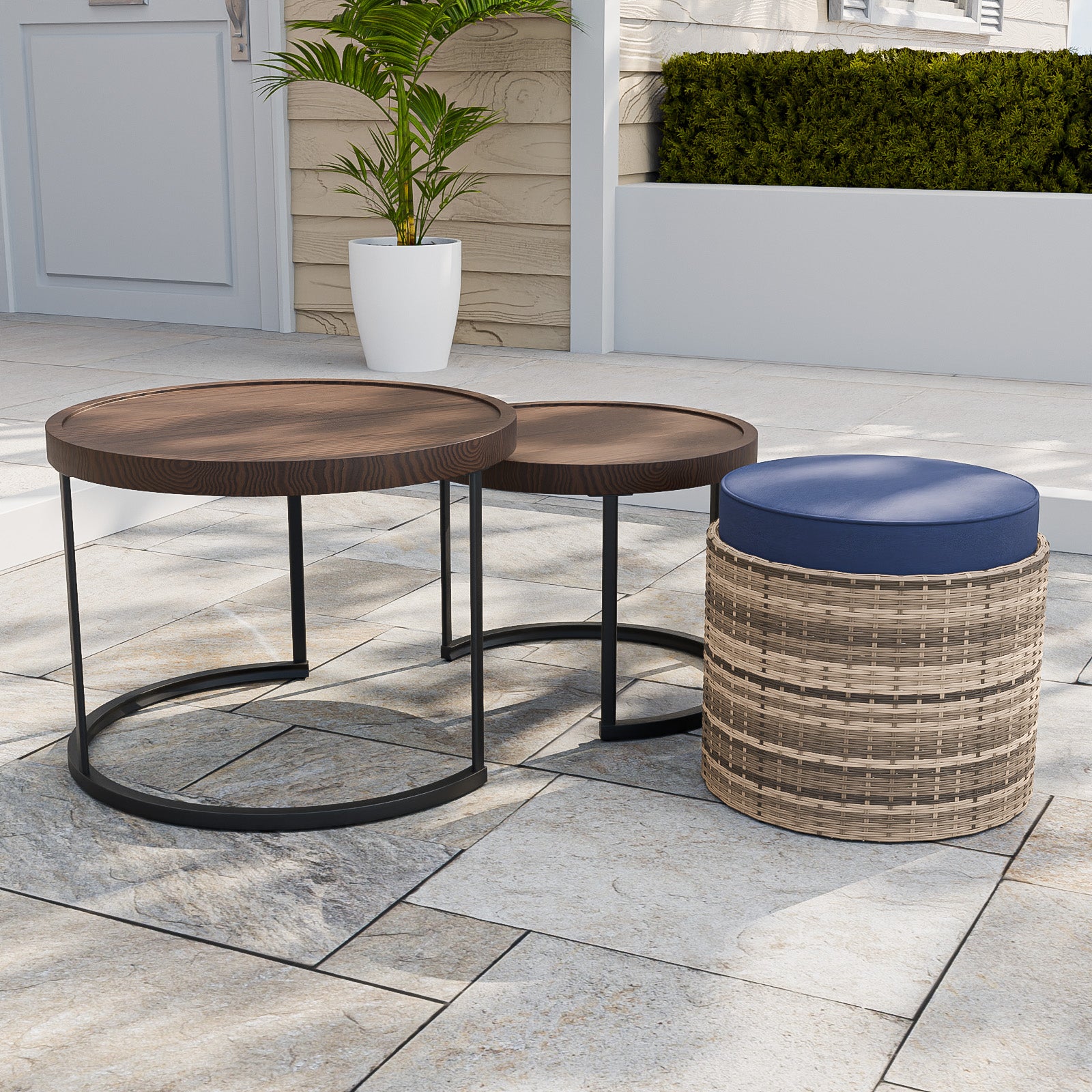 Sunset Dune Outdoor Patio Furniture, Set of 2 Nesting Coffee