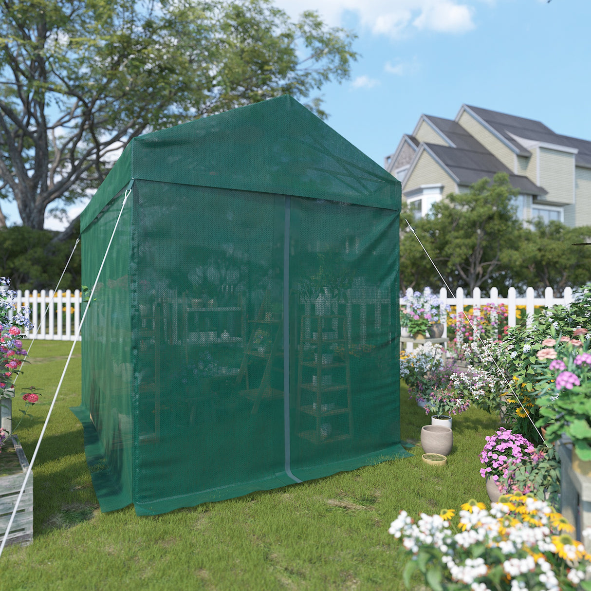 EAGLE PEAK 8x6 Portable Walk-in Mesh Cover Greenhouse with Shade Cloth 70% UV-Resistance