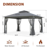 EAGLE PEAK Patio Soft Top Gazebo with Mosquito Netting 13x11 at Top, 12x10 Footprint
