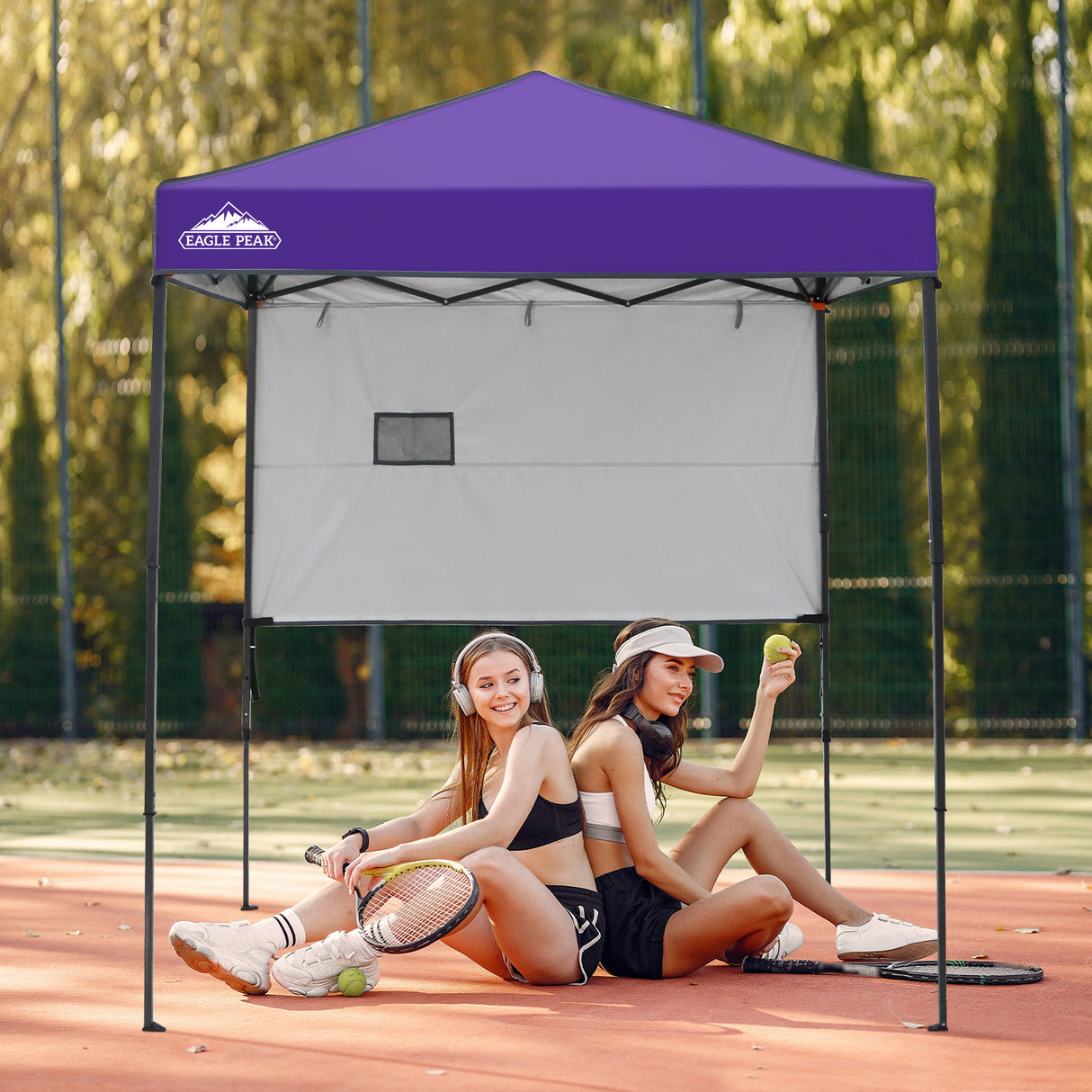 EAGLE PEAK Instant Pop Up Canopy with Adjustable Sun Wall 6x4 ft, Straight Lightweight Compact Portable Tent with Carry Bag