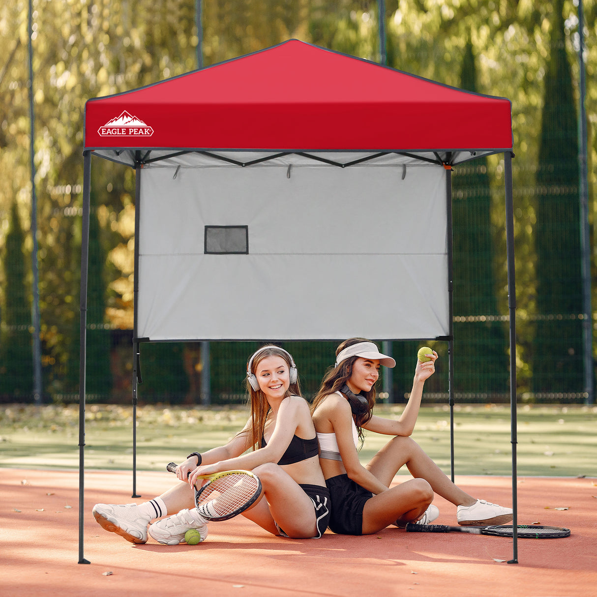 EAGLE PEAK Instant Pop Up Canopy with Adjustable Sun Wall 6x4 ft, Straight Lightweight Compact Portable Tent with Carry Bag